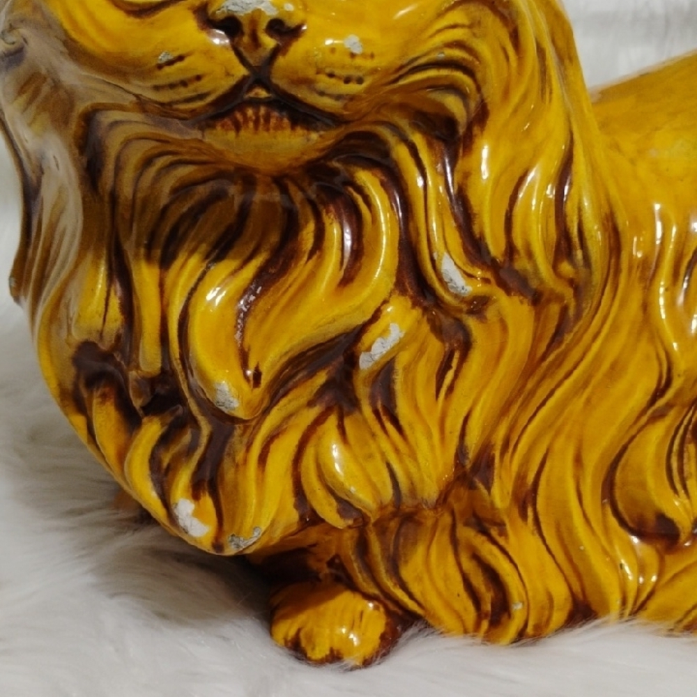 SALE! Large 1977 Vintage Cat Decor Majestic Gold Cat Sculpture #205 SMALL CRATE - Picture 3 of 12